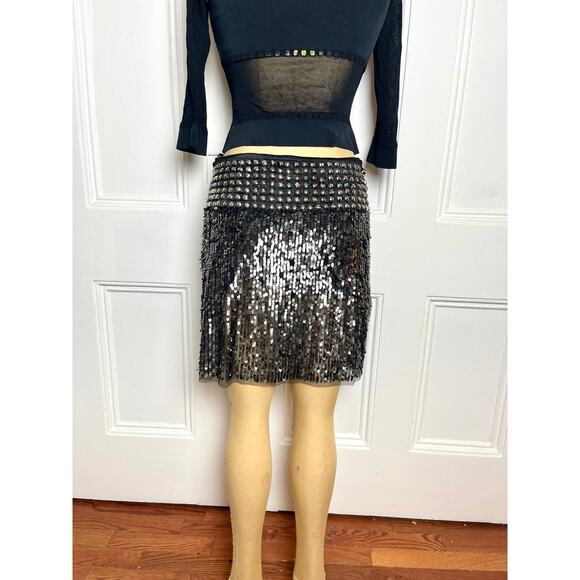 Aqua Lux Party Straight skirt with grey sequins and silver studs Glamour Festive - Picture 3 of 6